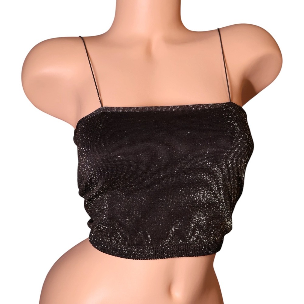 Intimately Free People Shimmer On Cami XS/S‎ Black Gold Metallic Strappy